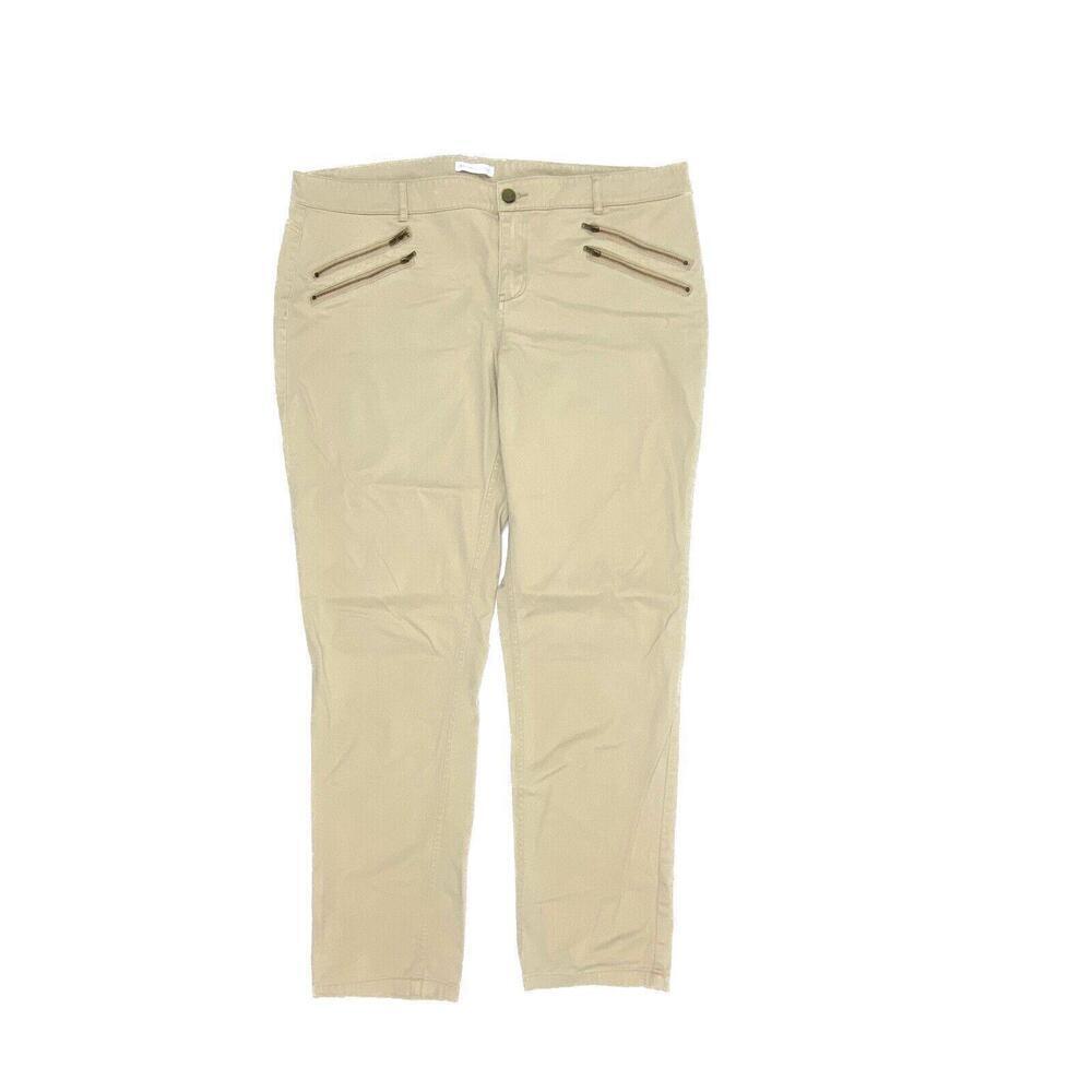 New York & Company Skinny Zip Pockets Women's size 16‎ Beige Khaki Chino Pants